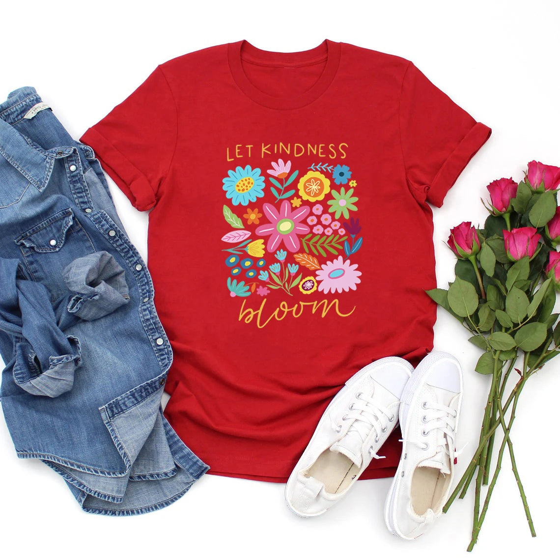 Let Kindness Bloom T-Shirt Be Cool Be Kind Retro Flower